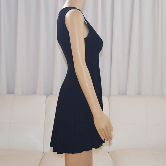 "5/$35" Knit Dress Sleeveless Plunge with Asymmetric Fit-and-Flare Silhouette - Picture 4 of 10
